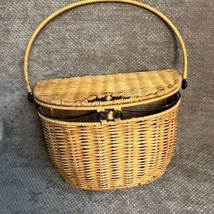 Princess House Basket Bag And Plastic Liner EUC